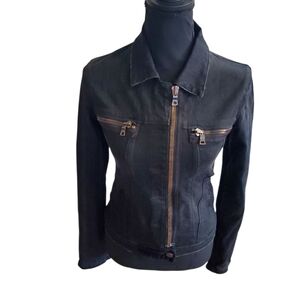 RtA Black Jean Jacket with Zipper Details